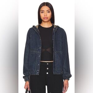 Peachy Den Denim Hooded Jenn Jacket SIZE Small